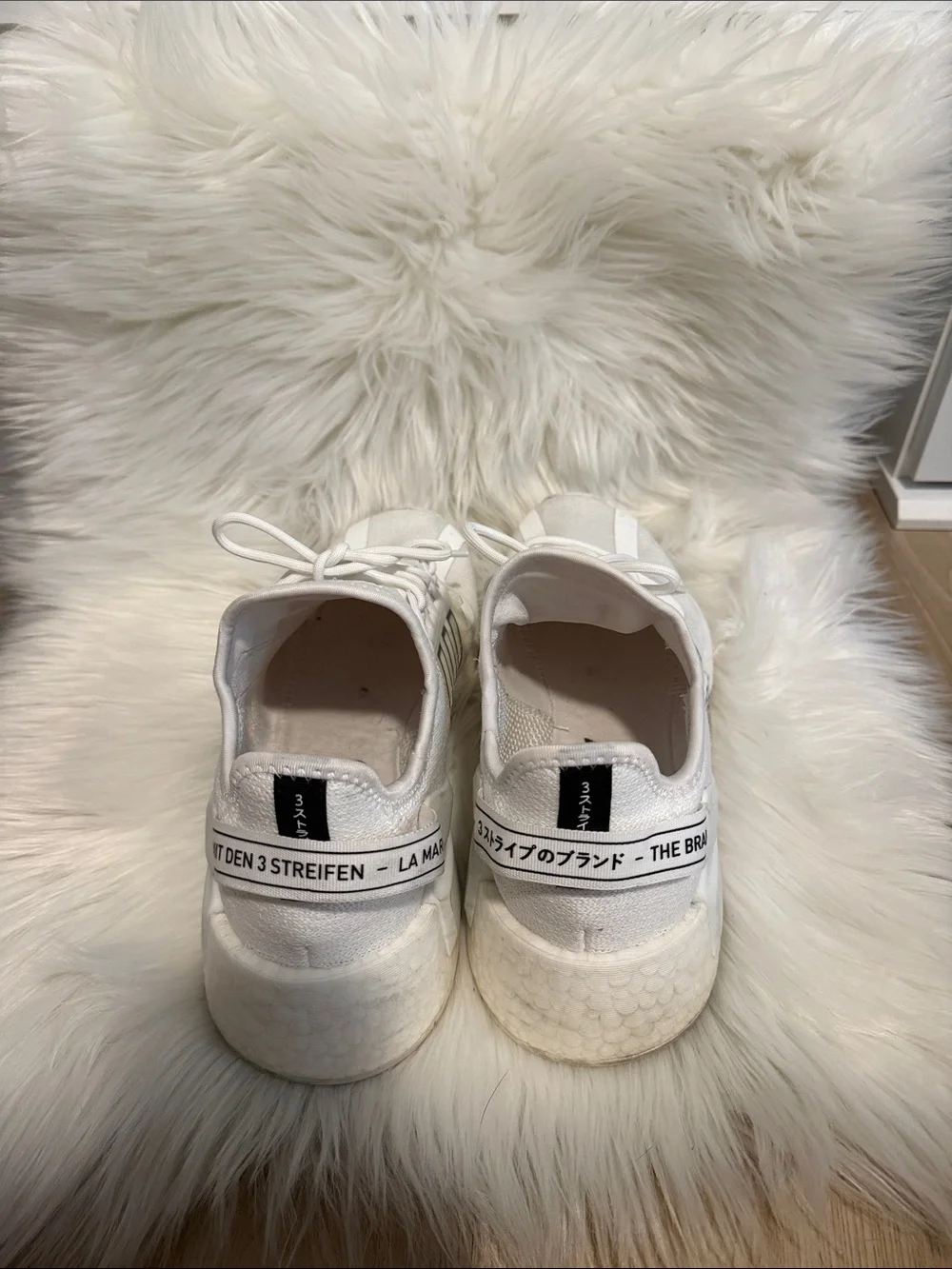 adidas White NMD Low-Top Sneakers with Black Stripes